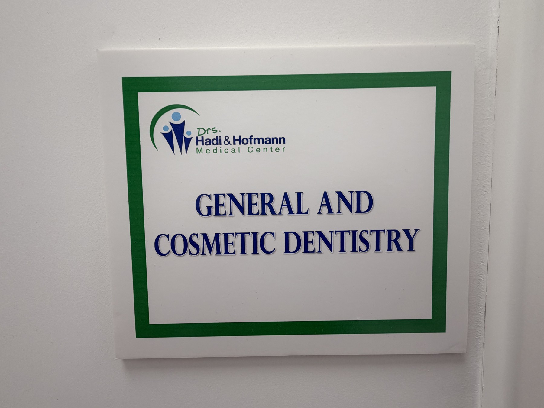 General and cosmetic dentistry department sign